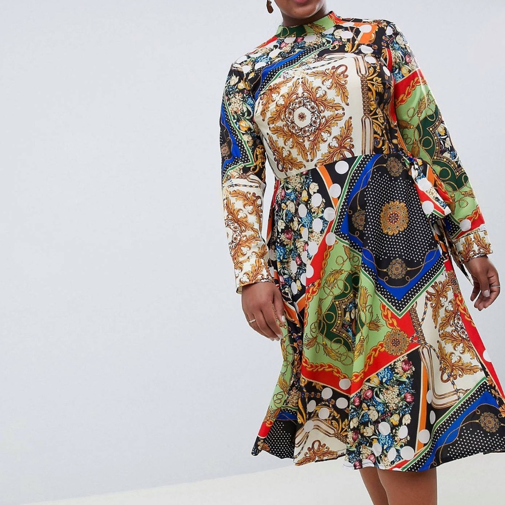 ASOS DESIGN Curve scarf print midi dress
